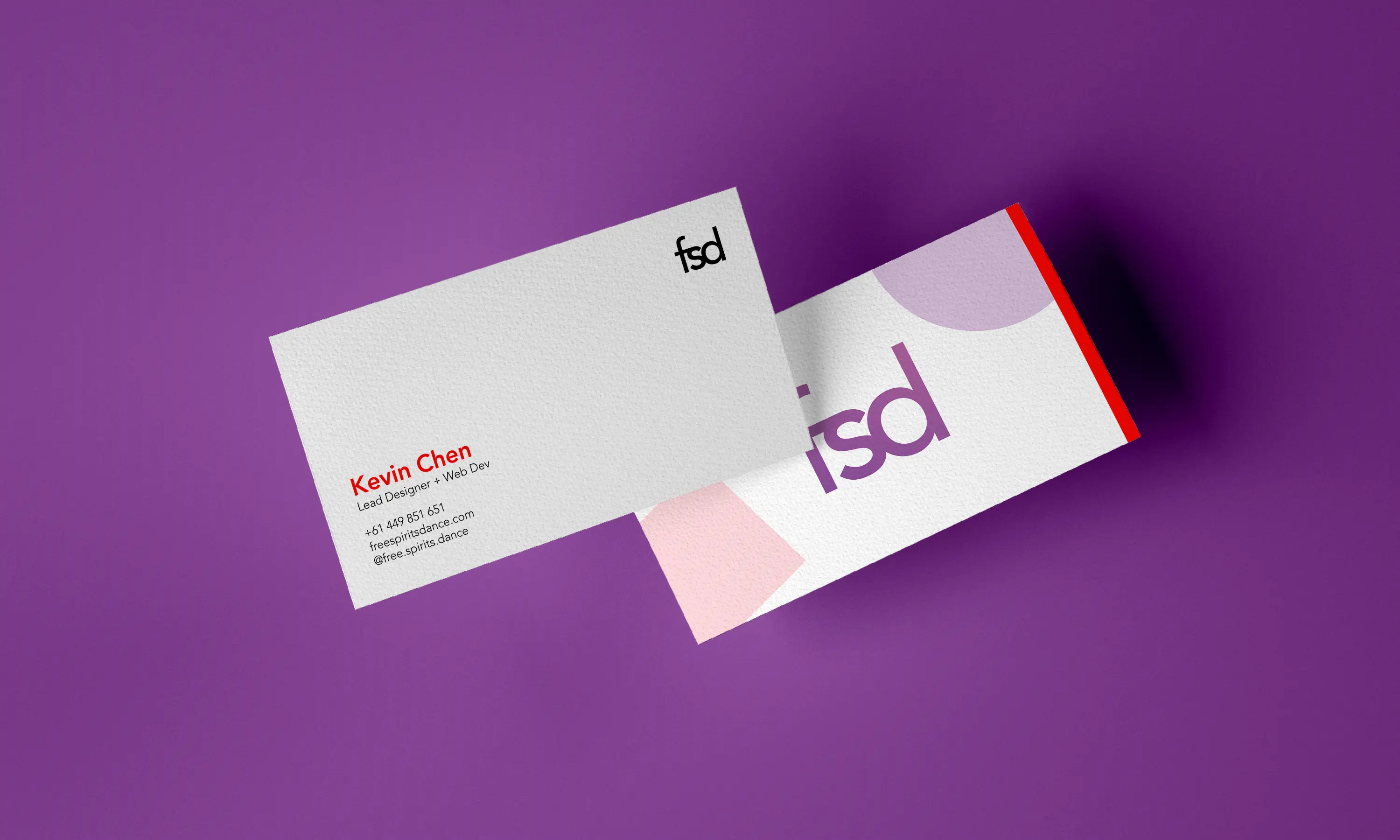 Mockup of Free Spirits business cards.
