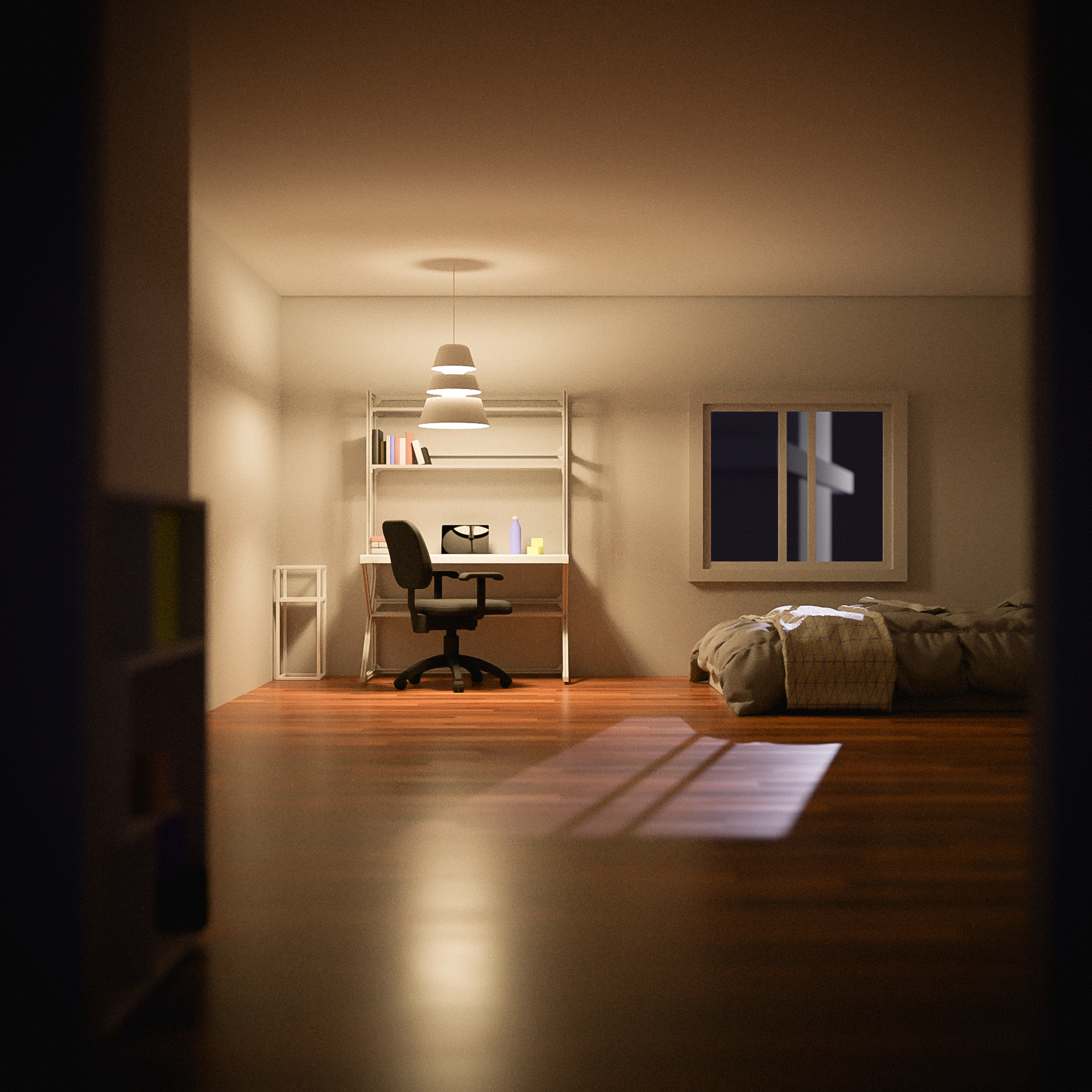 Sora lamp rendered in a room.
